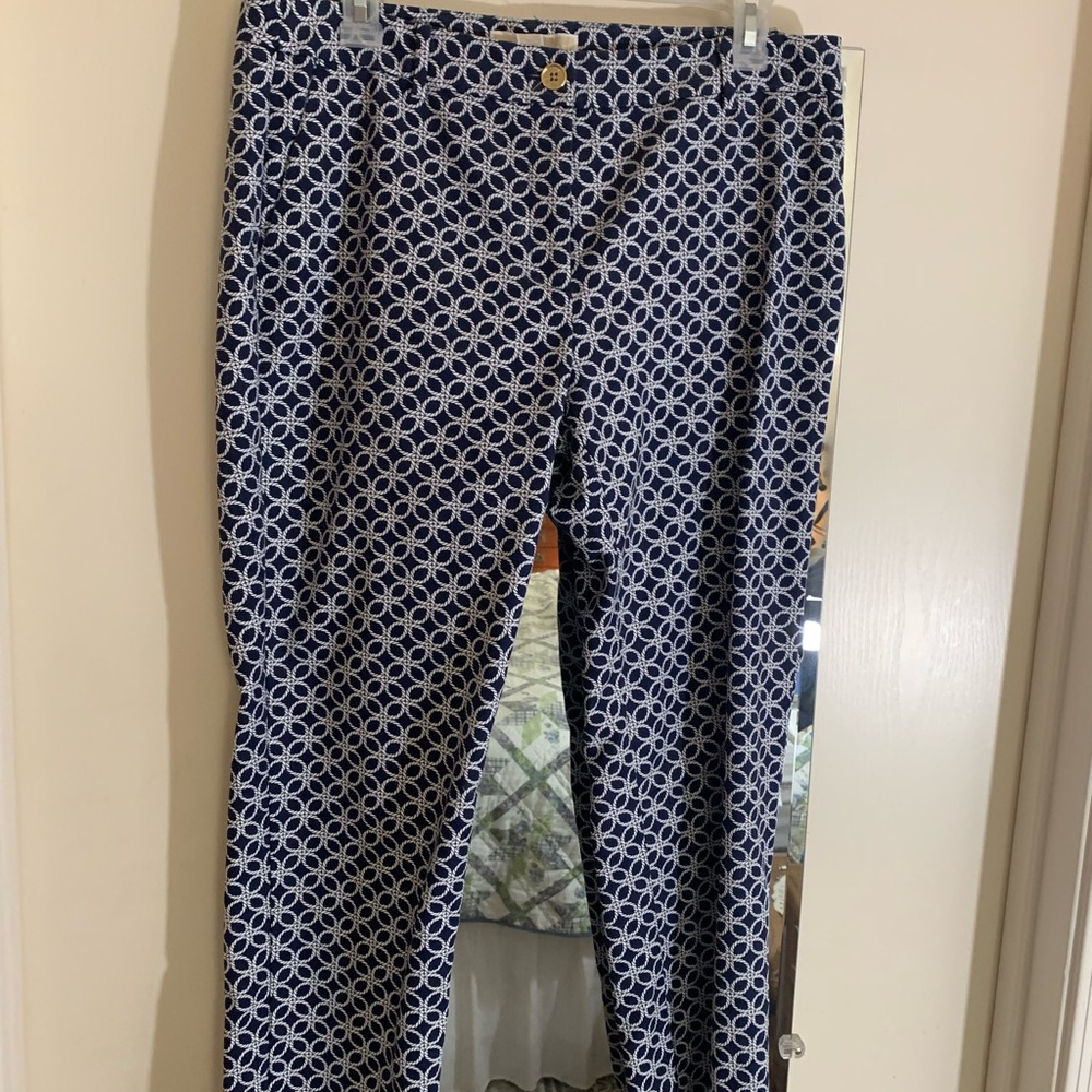 Michael Kors Blue and White Patterned Capris
